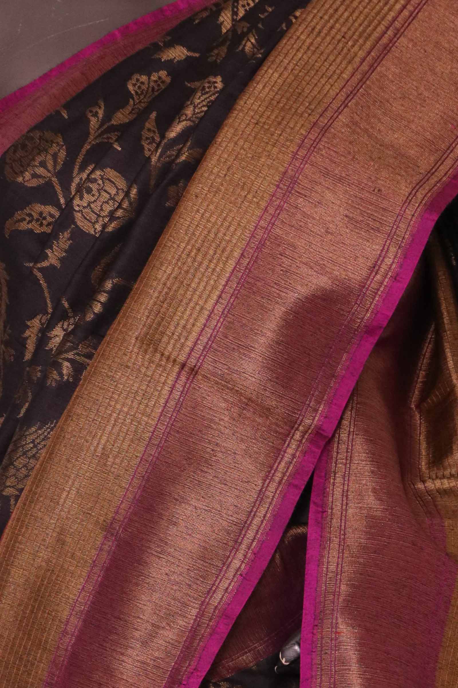 Designer Floral Handloom Tussar Silk Saree AL206520